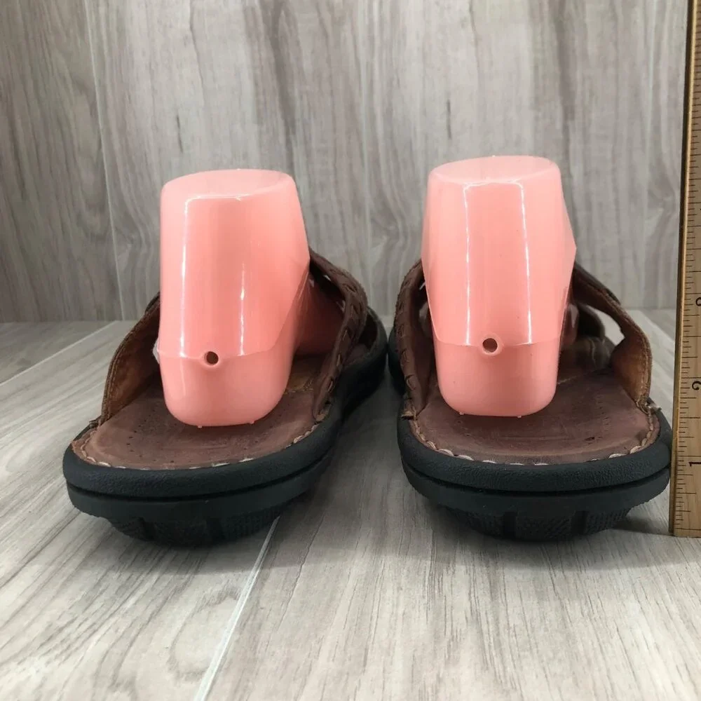 Johnston & Murphy JM Sandals Mens 10M Brown Leather Slip On Shoes